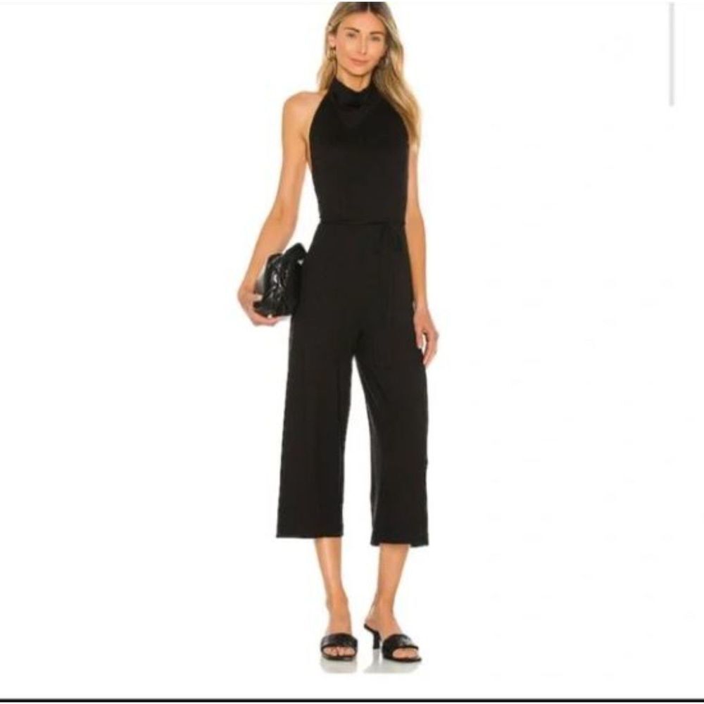 Vince Black Halter Cropped Jumpsuit